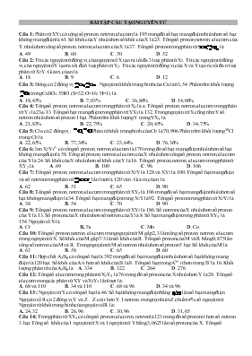 Giáo án Bài tập cấu tạo nguyên tử